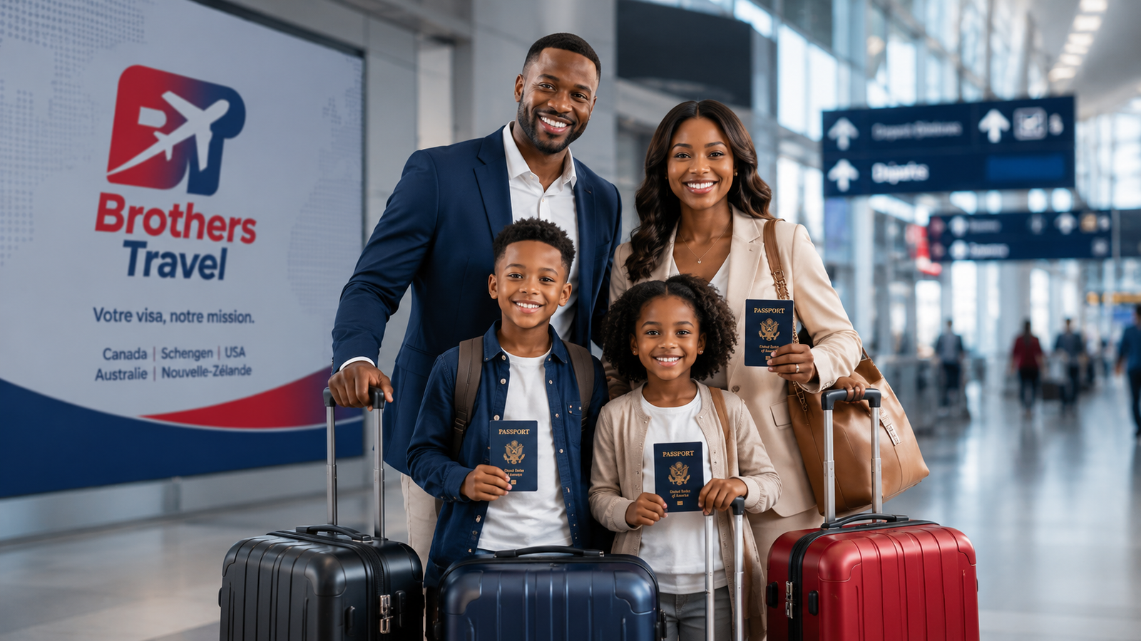 Famille à l'aéroport